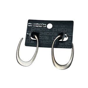 Chico's Metallic Silver Teardrop hoop Earrings